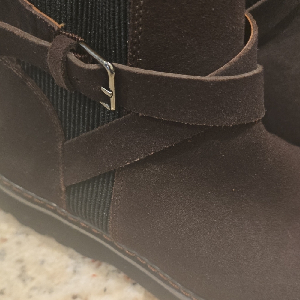 Women’s Dark Brown Suede Ankle Boot with Buckle - Picture 15 of 16